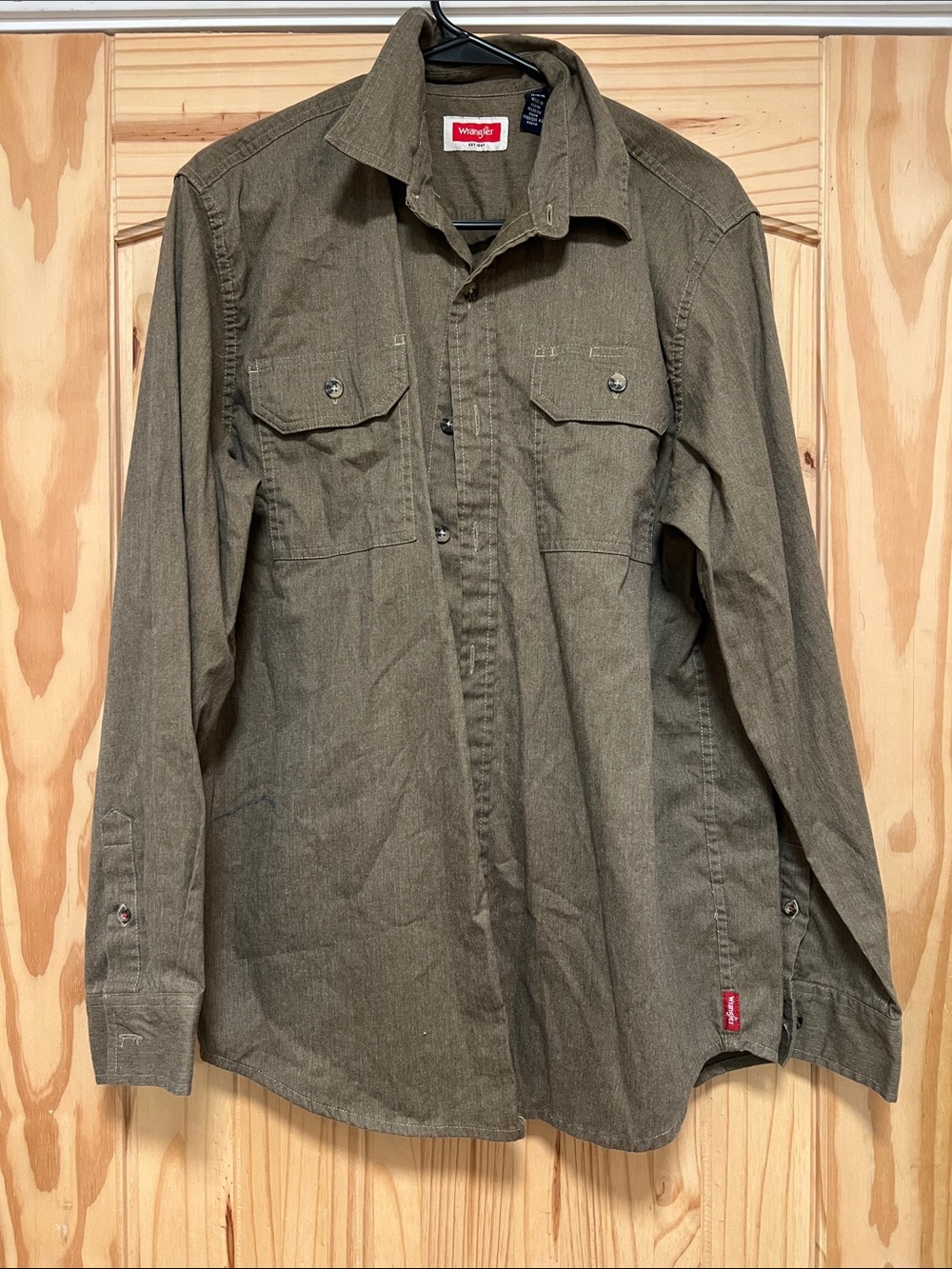 Wrangler Olive Utility Button-Front Shirt